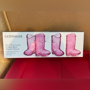 Godinger Pink Crystal Western Cowboy Boot Shooter Shot Glasses